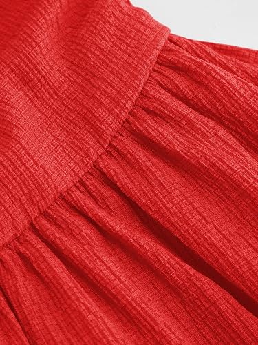 Red Women's Summer Cocktail Dress - Tube Ruched Ruffle Mini Dress | Strapless, Country Concert, Western Cowgirl Outfits